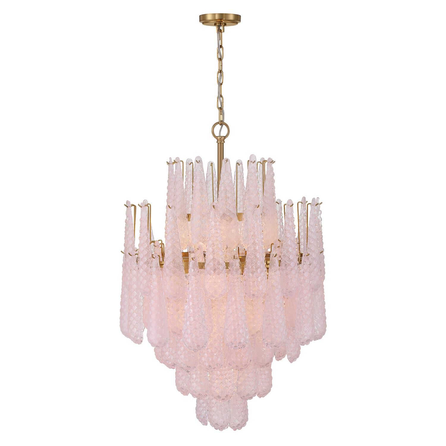 Shown in Aged Brass finish and Sand Blush glass